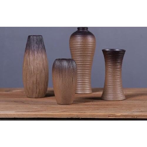 New Classical Ceramic Vase Handmade Flower Vase Ornaments Tabletop Hydroponic Coarse Pottery Small Vases Flowerpot home decorat