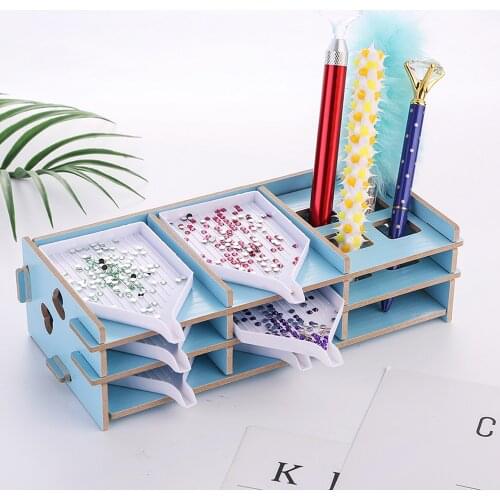 New Diamond Painting Tool Tray Point Drill Pen Wood Organizer Holder Detachable Diamond embroidery Accessories