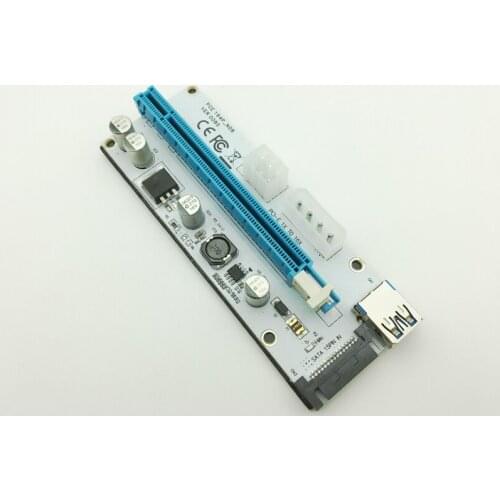 New Riser 008S LED PCI-Express 1x to 16x Riser Card USB 3.0 PCI-E Extender SATA 15pin Power Supply for BTC Antminer Miner Mining