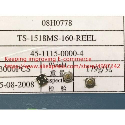 Original new 100% TS-1518MS 4*4*1.5mm SMD button display button 5.2x5.2x1.5 copper key touch switch 160gf