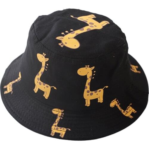 1-4Years Kids Baby Sun Hat Anti-UV Beach Bucket Hats Cartoon Giraffe Pattern Boys Girls Wide Brim Summer Cap Gorras Mujer A30