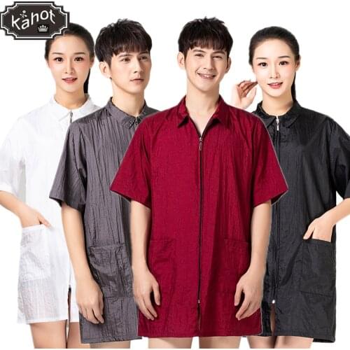 Hair Salon Fashion Work Clothes Hairdressing Pet Grooming Short Sleeve Work Clothes Barber Shop Assistant Hair Stylist Apron