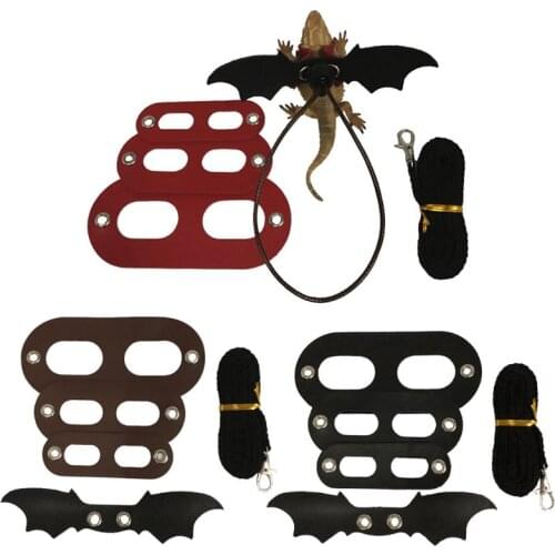 Lizard Traction Rope Reptile Bearded Dragon Harness Leather Leash with Wing Reptile Traction rope