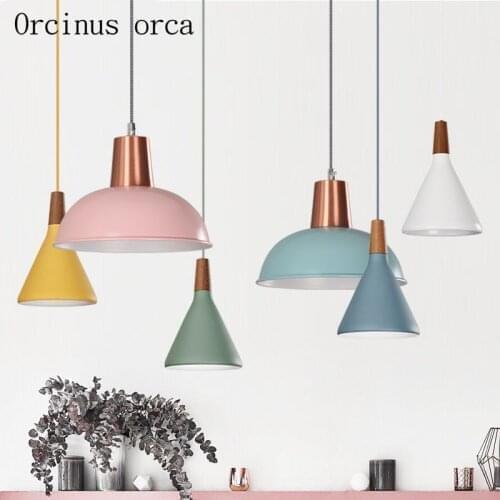 Nordic minimalist creativity LED chandelier cafe bar bar bedroom modern personality color single head iron Chandelier