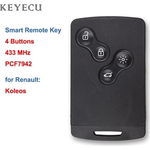 Keyecu Smart Intelligent Remote Key 4 Buttons 433MHZ with PCF7952 Chip for Renault Koleos 2009 2010 2011 2012 2013 2014