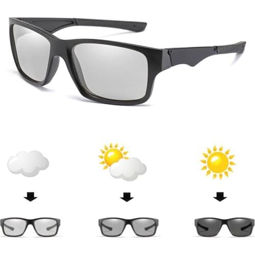 Photochromic Polarized Sunglasses Men Driving Sports Square Chameleon Discoloration Goggles Sun Glasses 2019 Brand Women