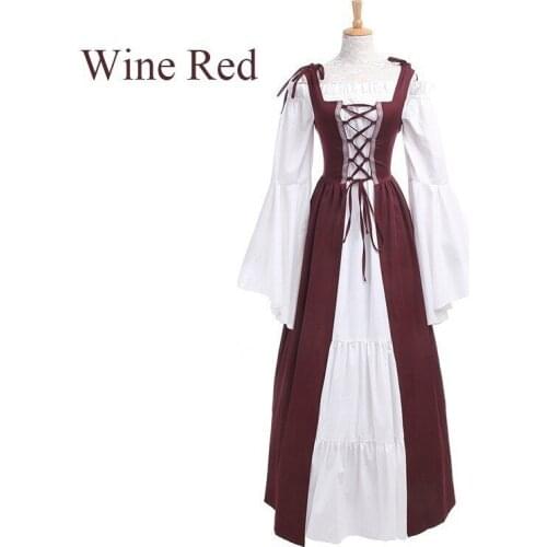 9 Colors Square Neck Bundled Tunic Medieval Renaissance Retro Dress Halloween Costume