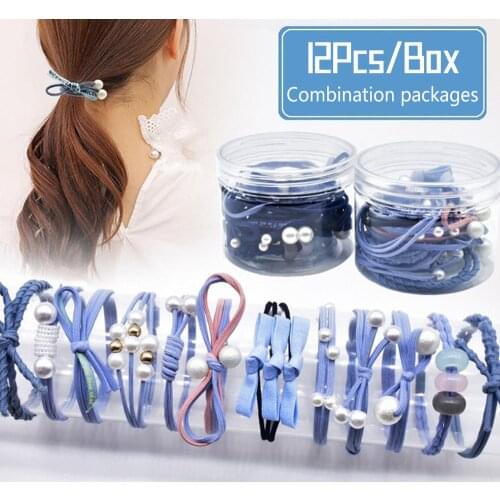 12pcs/set Girl Korea Headwear Hair Rope Women Elastic Rubber Hair Ties Holder Bands Hair Accessories Headwear