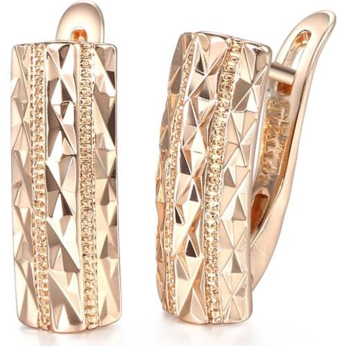 Trendsmax Cut Rectangle Girls Womens Stud Earrings 585 Rose Gold Geometric Snap Closure Trend Unusual Earring Fashion 2021 GE71