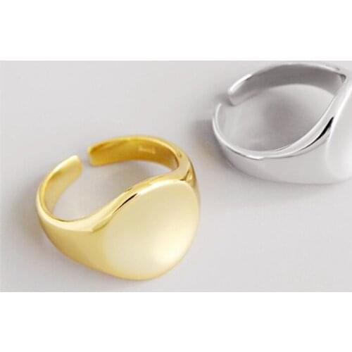 Sole Memory Geometric Smooth Round 925 Sterling Silver Female Resizable Opening Rings SRI634