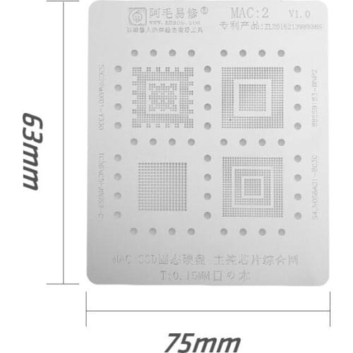 0.15mm Mac-2 SSD Steel Main Control Chip BGA Reballing Rework Plate High-temperature Resistant