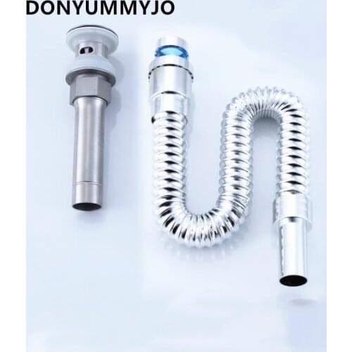 1set Bathroom Basin Under Water Pipe Drain 304 Stainless Steel Bouncing Washbasin Popper Basin Deodorant Drain