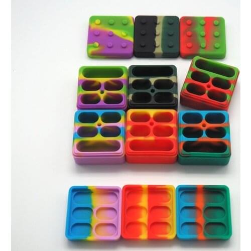 1pc 4+1 26ml Non-stick Silicone Container Colorful Food-grade Silicone Oil Box Reusable Silicone Herb Wax Jar Kitchen Gadget