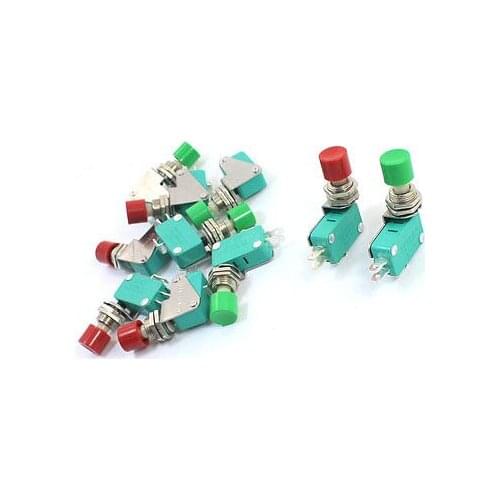 10 Pcs SPDT Red Green Button Actuator Momentary Miniature Switches