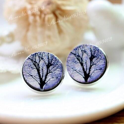 10pcs Unique 3D Tree Embossed 16mm Round Coloured Drawing pattern Laser Cut wood Cabochon DIY for Rings, Earring,Brooch,Necklace