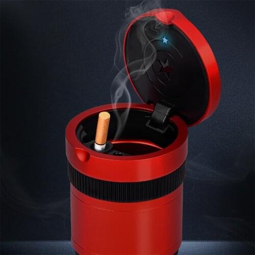 1X New Car Ashtray LED Light Cigarette Smoke Holder For Tesla Portable Universal Decoration Styling Accessories Multifunction