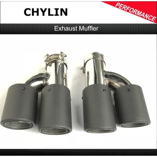2 PCS Car Exhaust Pipe H Model Matt Carbon Exhaust Dual End Tips for BMW BENZ Exhaust Dual Muffler Pipes Tail Tip For Cars