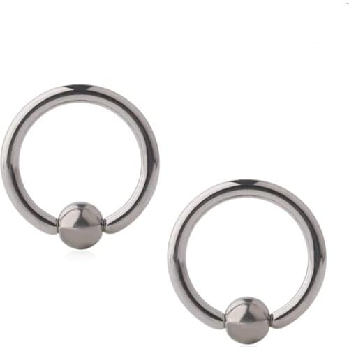 Grade 23 (G23) Titanium Captive Bead Rings PA Nose Belly Eyebrow Tragus Lip Ear Nipple Hoop Ring BCR 16G 8mm,10mm,12mm 2PCS