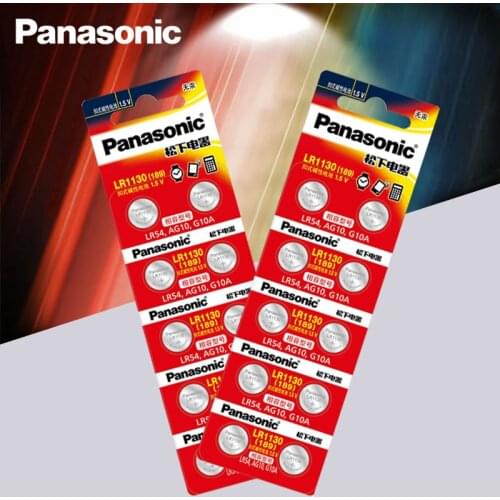 20pcs Panasonic Battery Cell 1.5V AG10 LR1130 Alkaline Button Battery AG10 389 LR54 SR54 SR1130W 189 LR1130 Button Batteries