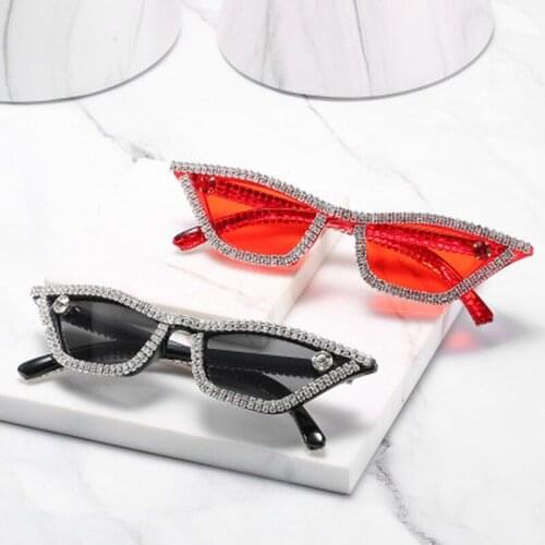 2021 Retro Diamond Cat Eye Sunglasses Women Men Rhinestone Vintage Sunglasses Luxury Retro Men Sun Glasses Brand Designer