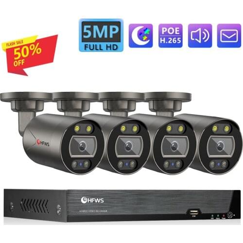 5MP Security Camera System 8CH Nvr Video Surveillance Poe Camera Outdoor AI Face Two Way Audio