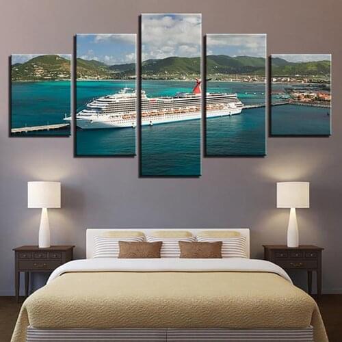 5 Pieces Wall Art Canvas Painting Scenery Poster Carnival Cruise Lines Ship Living Room Decoration Framework Pictures