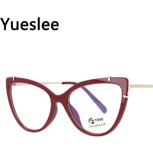 51110 Lentes De Descanso Luz Azul Metal Cat Eye Glasses Frame Men Women Optical Fashion Computer Eyeglasses Gafas Luz Azul