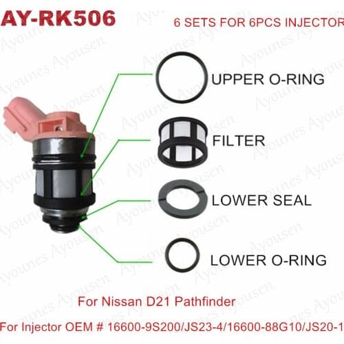 6Sets Fuel Injector Repair Kits For Parts 16600-9S200 16600-88G10 JS23-4 JS20-1 For Nissan D21 Replacement parts