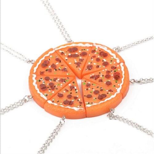 7 Pcs/Set Best Friends Lover Friendship Pizza BFF Necklace Exquisite Workmanship Orange Pizza Necklaces Stylish Atmosphere
