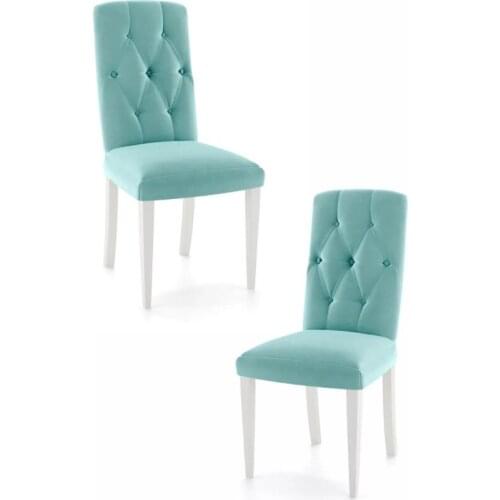 2 PCS Velvet Dining Chair High Back Modern Tufted Upholstered Chair Padded Seat Wood Legs for Home Kitchen Dining Room Grey