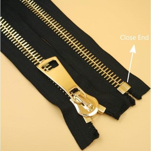 Free Shipping #15 High Grade Close End Copper Zipper Gold Teeth 1pcs 50CM Zipper For Repair Sewing Diy Bags Luggage