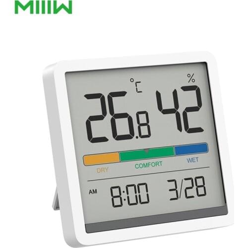 Miiiw Mute Temperature And Humidity Clock Home Indoor High-precision Baby Room C/F Temperature Monitor 3.34inch Huge LCD Screen