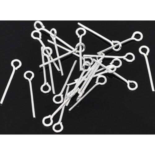 Doreen Box Lovely 700PCs Silver color Eye Pins 20x0.7mm(21 gauge) (B01721)