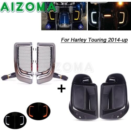 Lower Leg Warmer Vented Fairing for Harley Road King FLHR Street Glide FLHX Freewheeler FLRT FLHT LED Fairing Lower Grills Light