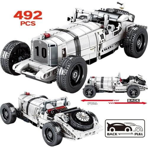 City Mechanical Pull Back Speed Classic Car MOC Brick Creator Technical Racing Vehicle Building Block Toy For Children Xmas Gift