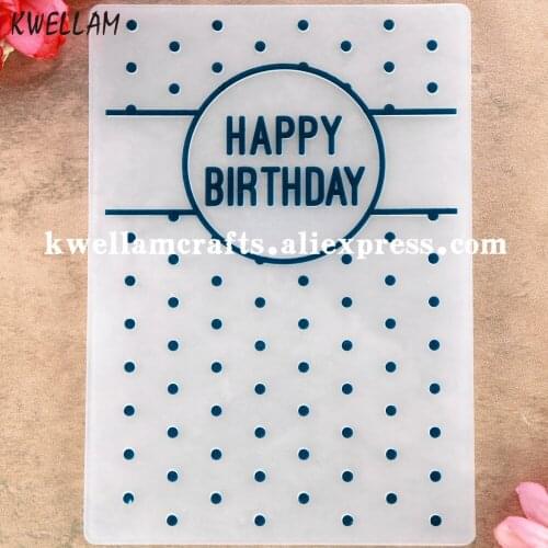 Happy Birhtday Plastic Embossing Folder For Scrapbook DIY Album Card Tool Plastic Template 10.3x14.6cm KW8113012