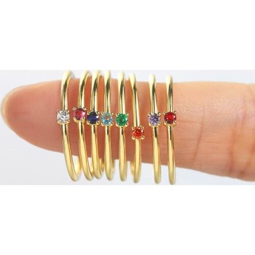 Thin Rings For Women Yellow Gold Color Cubic Zirconia Wedding Engagement Finger Ring Bride Jewellry Fashion Jewelry R246