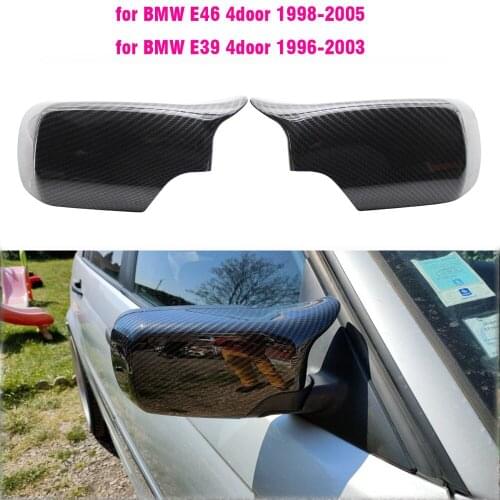 Rearview Mirror Cover Caps Carbon Fiber / Black For BMW E46 E39 4door 325i 330i 525i 530i 540i 1998 1999 2000 2001 2002-2005