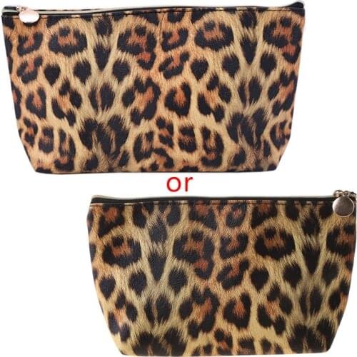 Printed Leopard Pattern Multifunction Purse Travel Makeup Cosmetic Bag Toiletry Pencil Case