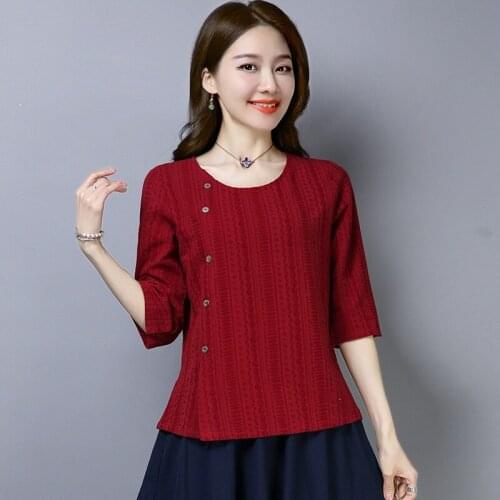 Chinese Style Clothing Women Clothes 2020 Cheongsam Top Chinese Traditional Shirt Blouse Cotton Hanfu Ladies Chinese Tops 12751