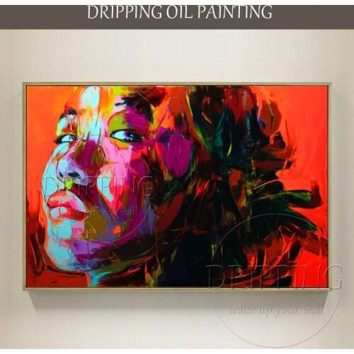 Skilled Artist Hand-painted New Modern Abstract Lady Portrait Oil Painting on Canvas Abstract Portrait Painting for Living Room