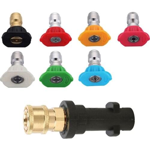 Union 1/4 Inch Quick Connect High Pressure Washer Tool Adapter + 7 Nozzles for Karcher K2 K3 K4 Car Wash