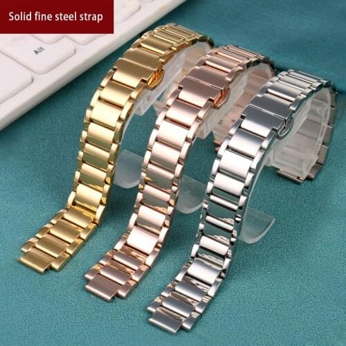 Solid fine steel raised mouth strap suitable for Rossini Rossini 516732 / 5806 / 5858g female metal bracelet accessories16*10mm