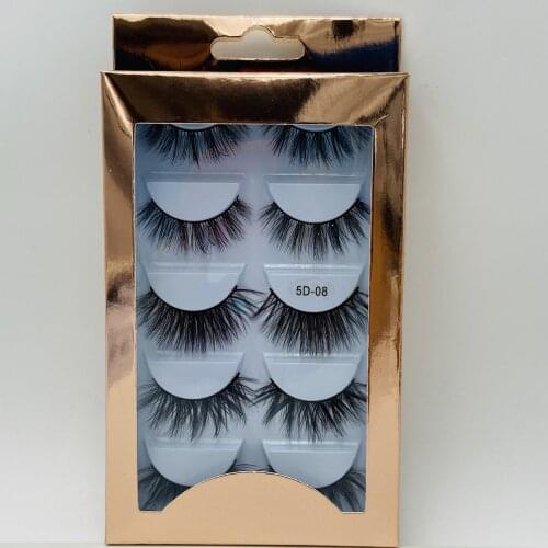Handmade Thick Fake Lashes Mink 5 Pairs Set Natural Long False Eyelashes Extensions With Laser Packing 120 Sets/lot DHL Free