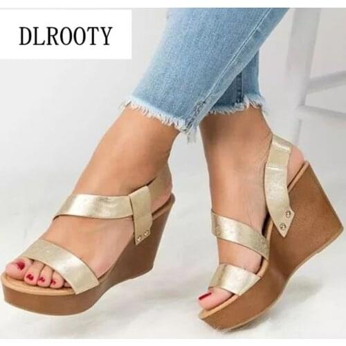 Women Sandals New Summer Fashion Gladiator Wedges High Heels Pumps Shoes Woman Peep Toe Solid Lady Casual Plus Size 35-43