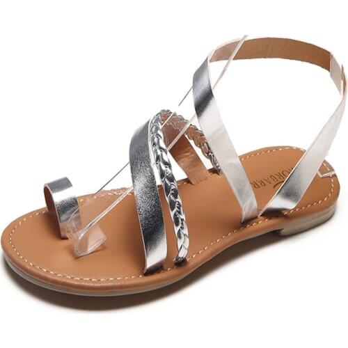 Thong Sandals Summer Women Flip Flops Weaving Casual Beach Flat Shoes Rome Female Sandal Low Heels Slippers Sandalias Mujer 2020
