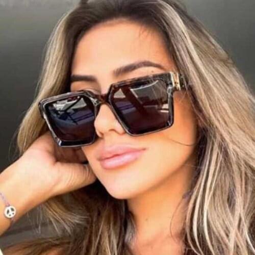 Oversized Black Square Sunglasses 2020 Luxury Brand Vintage Womens Sun Glasses Men Designer Chic Glasses Gradient Goggles UV400