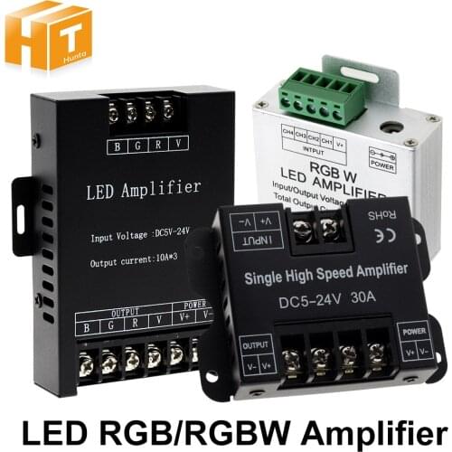 LED RGBW / RGB Amplifier DC5 - 24V 24A 30A Output for RGBCCT / RGBW / RGB LED Strip Power Repeater Console Controller