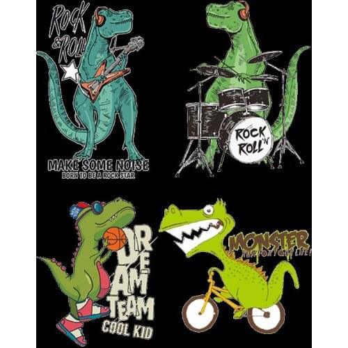 Cartoon Jurassic Park Heat Transfers Dinosaur On Patches For Clothes T-shirt Thermal Transfer Stickers Wholesale DIY Accessories