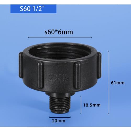 Thicken S60*6 Coarse Thread to 1/2'' Fine Thread BSP Male Tank Adapter Garden Hose Reducing Connector
